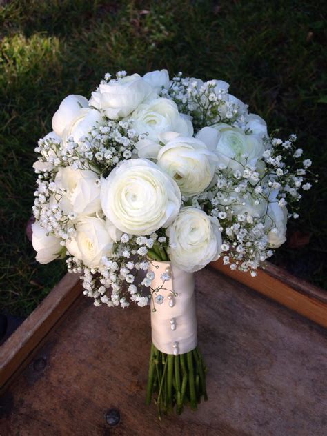 Wedding Flowers With Babys Breath White White Ranunculus And Babys