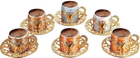 Amazon Com Premium Porcelain Turkish Coffee Cups Set Of And Saucers