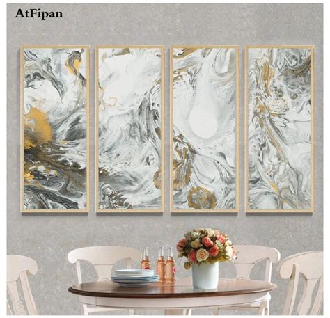 Atfipan 4 Panel Unframed Modern Abstrac Wall Art Canvas Posters And
