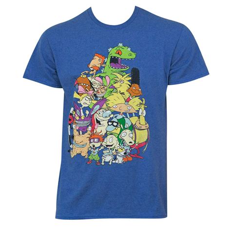 Nickelodeon Nicktoons Mens Blue Characters T Shirt Small