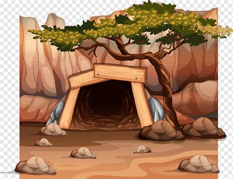 Ilustración De Dibujos Animados De Minería La Cueva En Las Montañas