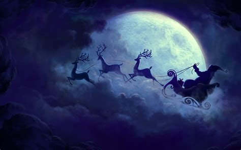 Santa Claus Moon Hd Celebrations 4k Wallpapers Images Backgrounds