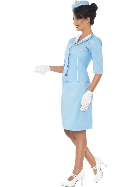 Adult Ladies Blue Air Hostess Costume 22117 Fancy Dress Ball