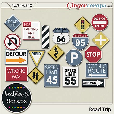 Gingerscraps Embellishments Road Trip Street Signs By Heather Z