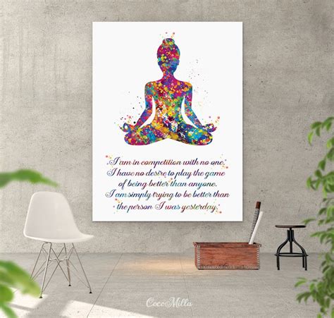 Yoga Art Motivational Quote Watercolor Print Yogi Poster Yoga Etsy