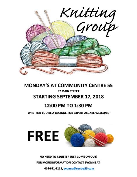 Knitting Club Centre 55 Community Centre