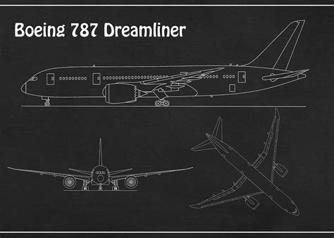 Boeing 787 Dreamliner Airplane Blueprint Drawing Plans P Greeting