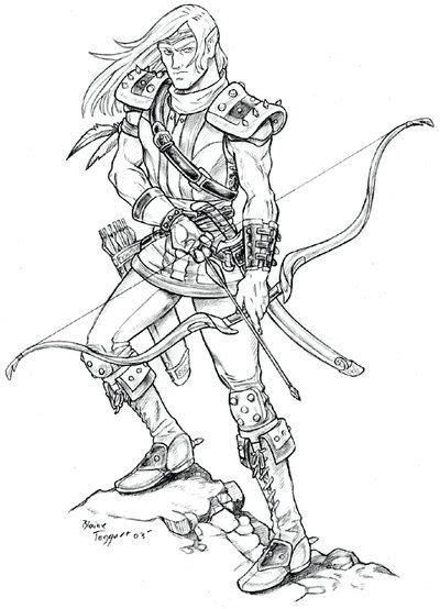 Elf Warrior Coloring Page Sketch Coloring Page