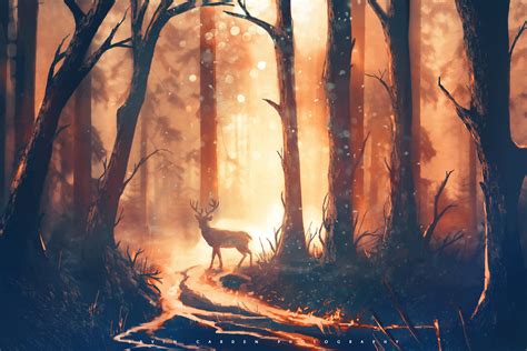 Deer Forest Artist Artwork Digital Art Hd Deviantart