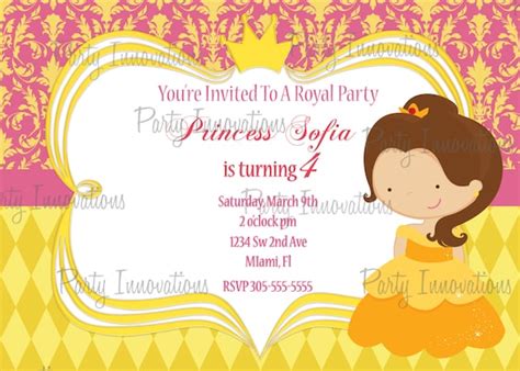 Items Similar To Printable Princess Belle Birthday Party Invitation On Etsy
