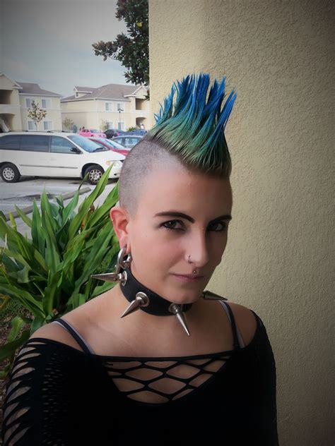 Blue Spiked Mohawk Punk Goth Punk Mohawk Punk Rock Girls Mohawk Styles