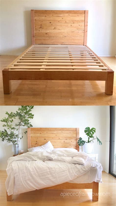 Diy Bed Frame And Wood Headboard 1500 Look For 100 A Piece Of Rainbow