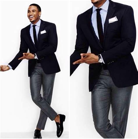 Blue Suit Top And Grey Pants Navy Blazer Outfits Grey Pants Outfit