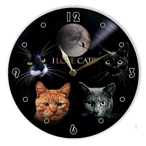 Mirag I Love Cats Painted Vinyl Clock 12 Wall Clock I