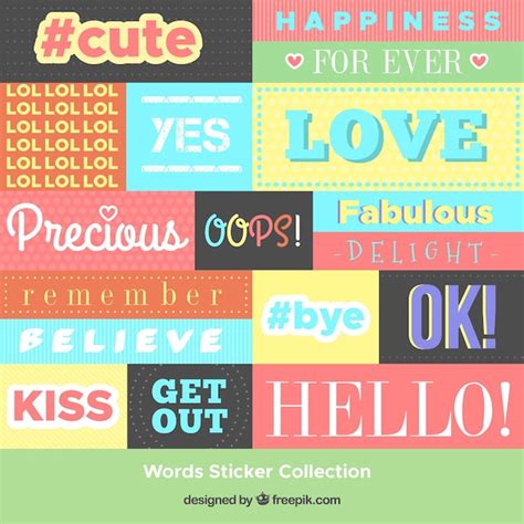 Free Vector Word Sticker Collection