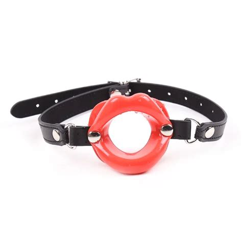 3 Color Sexy Lips Erotic Pu Leather Belt Rubber Mouth Gag Open Fixation Stuffed Oral Sex