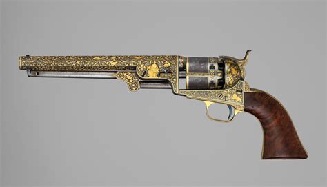 samuel colt gold inlaid colt model 1851 navy revolver serial no 20133 with case and