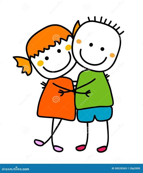 Cute Girl And Boy Hugging Stock Vector Illustration Of Little 58528365
