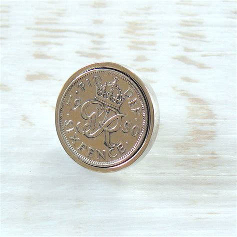 Birthday Sixpence Tie Pin Lapel Badge By Pennyfarthing