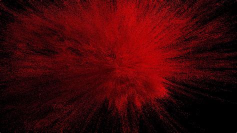 Red Powder Explosion On Black Background Slow Motion Movement With