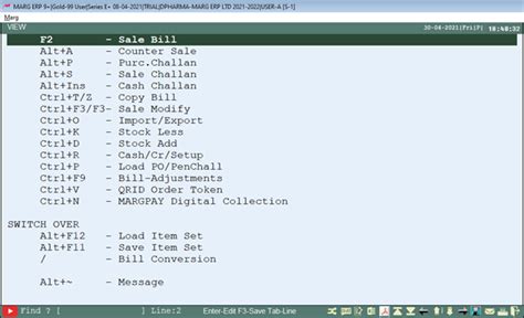How To View Help Or Shortcut Keys Of Sale Bill In Marg Software