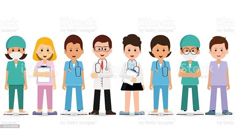 Medical Team Isolated On White Stock Vector Art And More Images Of Adult