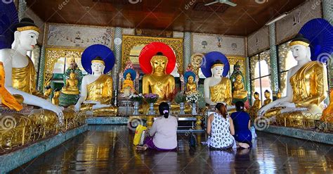 Burmese People Pray At Shwedagon Pagoda In Yangon Editorial Stock Photo