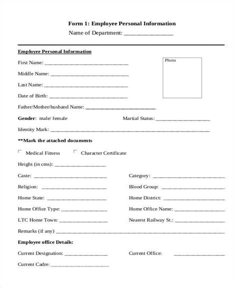 You may choose to work with a free meeting agenda template that you find online or create your own. FREE 10+ Sample Personal Information Forms in PDF | MS ...