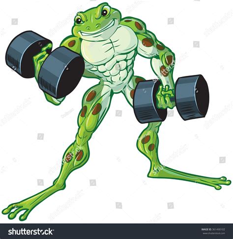 Vector Cartoon Clip Art Illustration Of A Tough Muscular Weightlifting