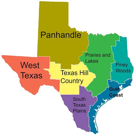 Regions Of Texas Map United States Map
