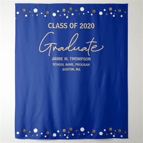 Royal Blue Gold Class Of 2020 Backdrop Graduation Royal