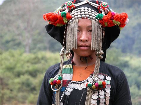 Akha Woman Laos Traditional Fashion Traditional Dresses Costume