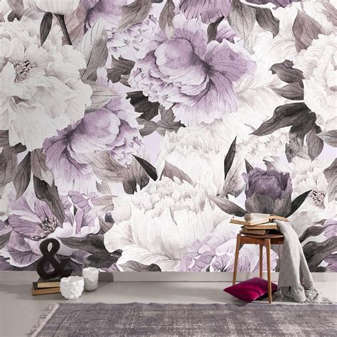 Purple Flowers Wall Art Flowers Wall Decor Living Room Bedroom Etsy