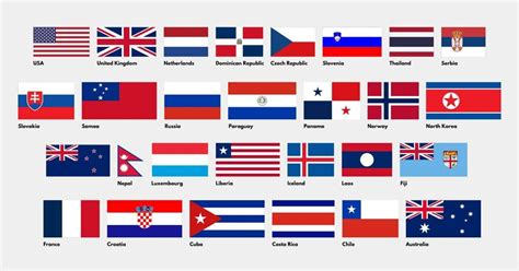 Red White And Blue Flags Combinations 20 Countries
