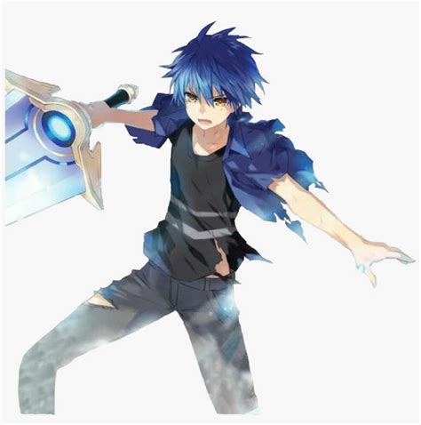 Blue Anime Animeboy Sword Animesword Anime Boy With Sword Png Image