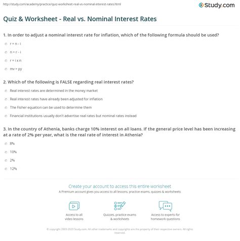 Nominal annual interest rate can also refer to the annual quoted interest rate which is not adjusted for the effect of multiple compounding periods per year. Quiz & Worksheet - Real vs. Nominal Interest Rates | Study.com