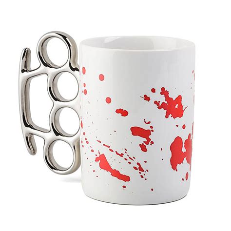Brass Knuckle Coffee Mug Wake The Fck Up With A Blood Splattered