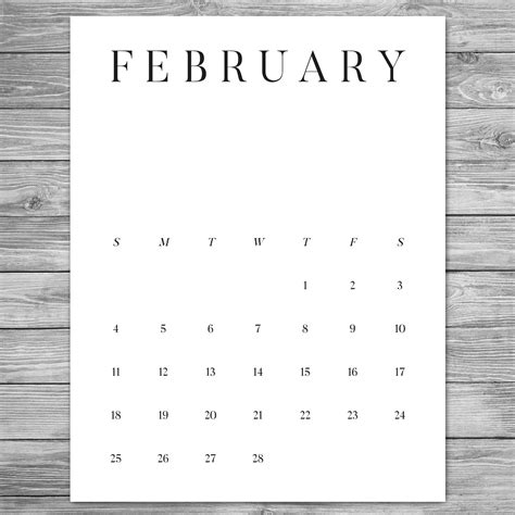 2018 2019 Printable Minimalist Monthly Calendar Desk Etsy