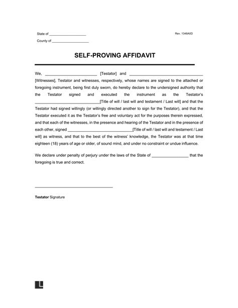 Free Self Proving Affidavit Form Pdf And Word