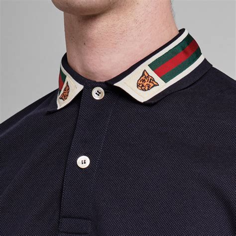 Gucci Tiger Collar Polo Shirt Men Short Sleeve Polos Flannels