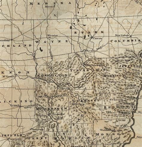 Map Of Ohio Oh Including County Line 1820 Vintage Etsy