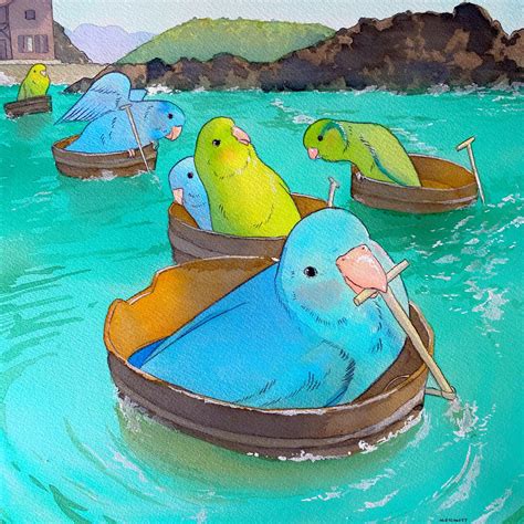 I Painted Parrotlets In Little Boats 😊 Rparrots