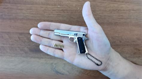 Mini Colt M1911 Gun Keychain With Bullets Unboxing 2022 Miniature Toy