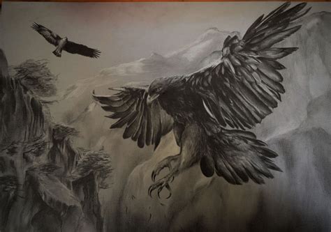 Hunting Eagles Pencil Drawing By Marco Lombardo Artfinder