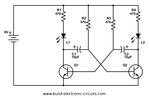 Having adjustable flashing speed with two potentiometers. Blinking LED Circuit with Schematics and Explanation