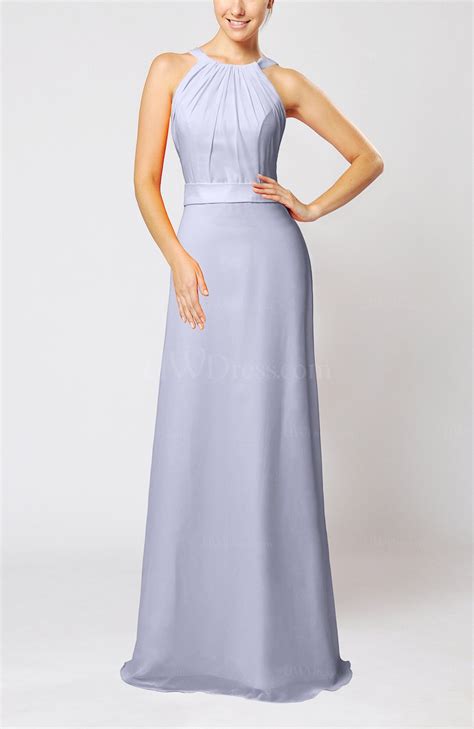Lavender Elegant Column Sleeveless Zip Up Pleated Evening Dresses