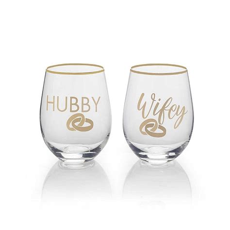 Mikasa Hubby And Wifey Stemless Wine Glasses Set Of 2 Bed Bath