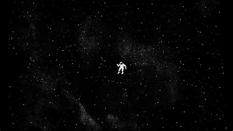 Wallpaper Astronaut Floating Monochrome Space Stars Nebula