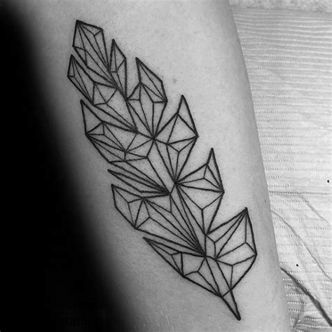 30 Geometrische Feder Tattoo Designs Für Männer Shaped Ink Ideen