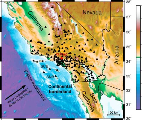 Topographic Map Of The Study Region Around Southern California Solid